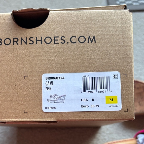 Born Fuchsia Bow Cami Wedge Sandals new in box - Picture 4 of 4